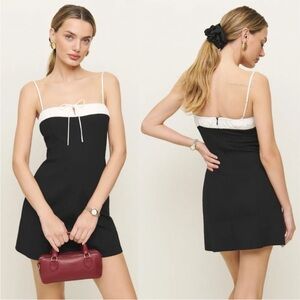 Reformation Sadie‎ Mini Tie Dress in Black Size XSmall
